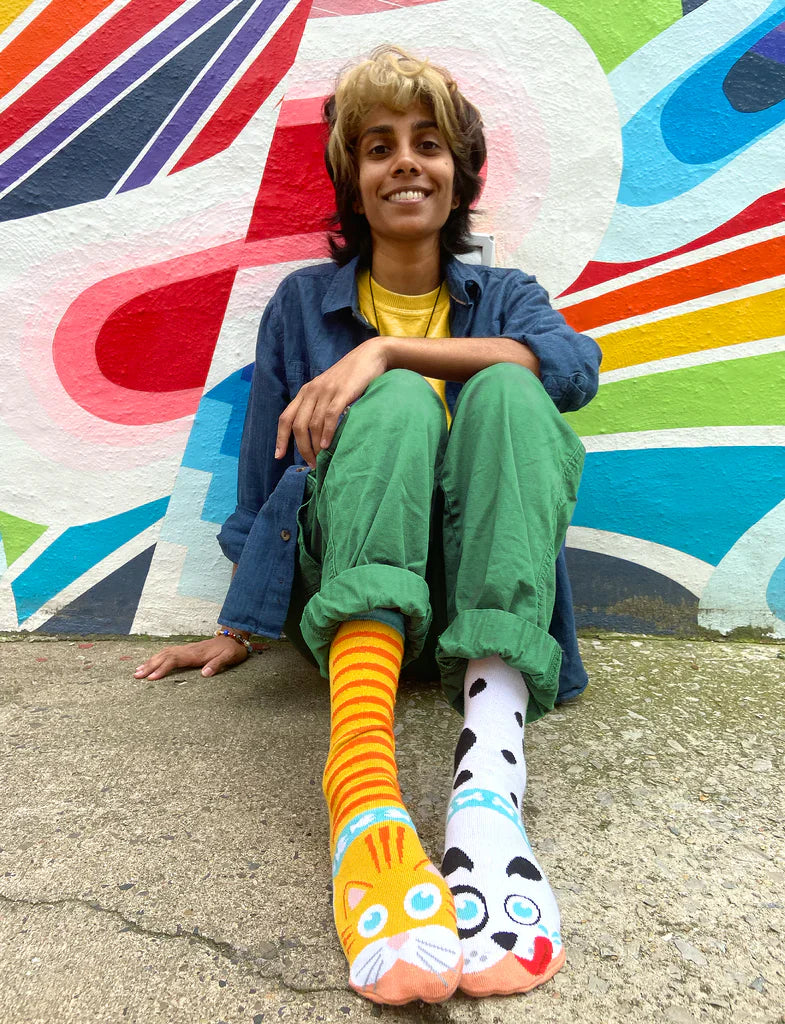 Cat & Dog | Teen & Adult Socks | Mismatched Cute Crazy Fun Socks