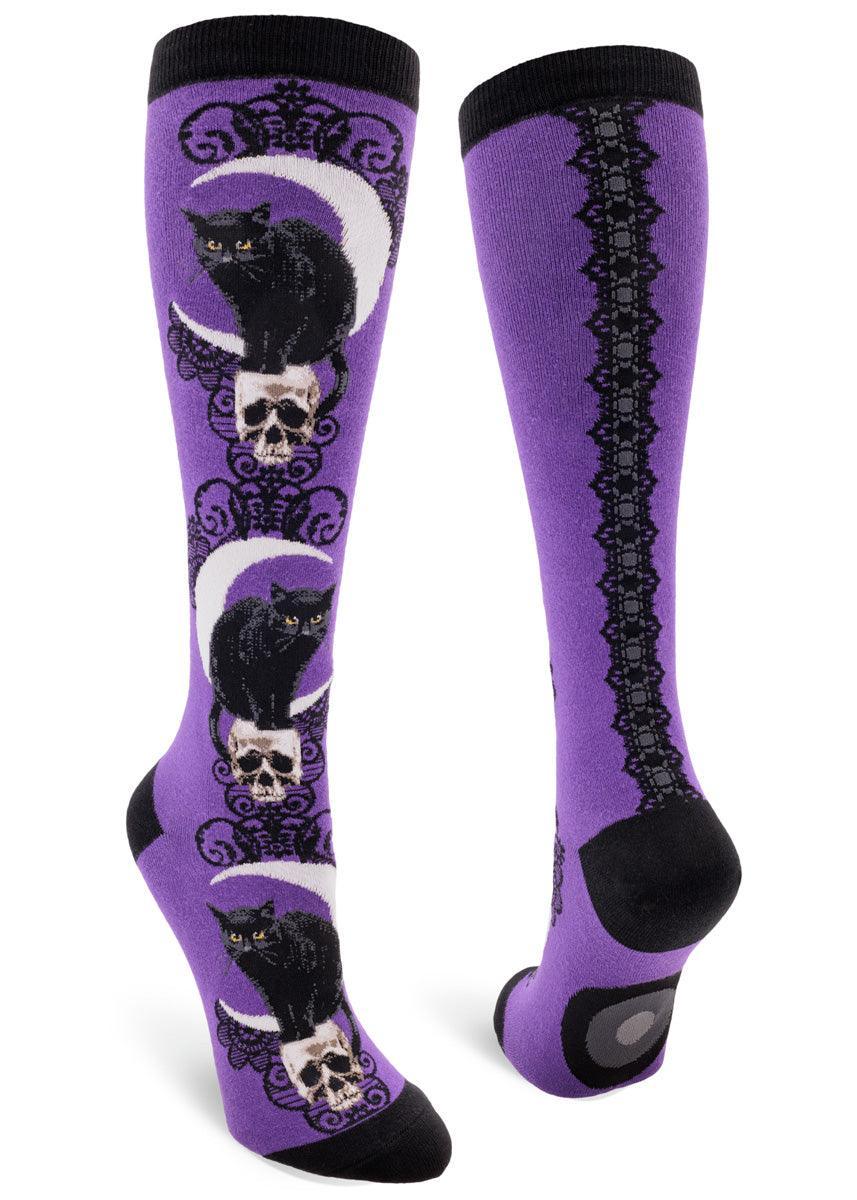 Black Cat Moon, Women's Knee-high - ModSock - The Sock Monster