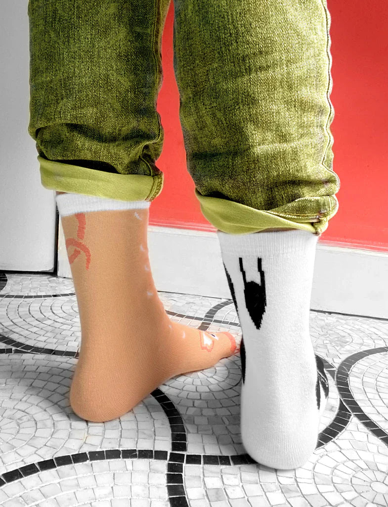 Cow & Pig | Teen & Adult Socks | Mismatched Cute Crazy Fun Socks