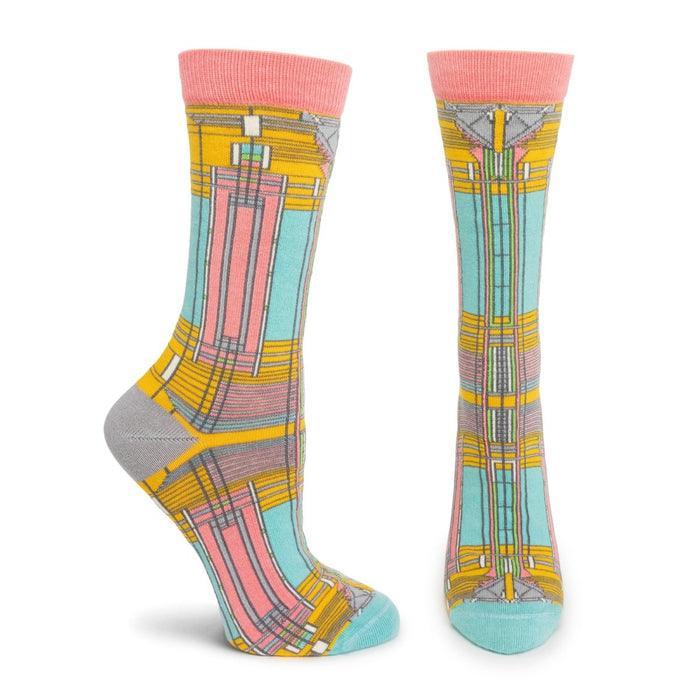 Frank Lloyd Wright Bradley House Windows, Women's Crew - Ozone Design Inc - The Sock Monster
