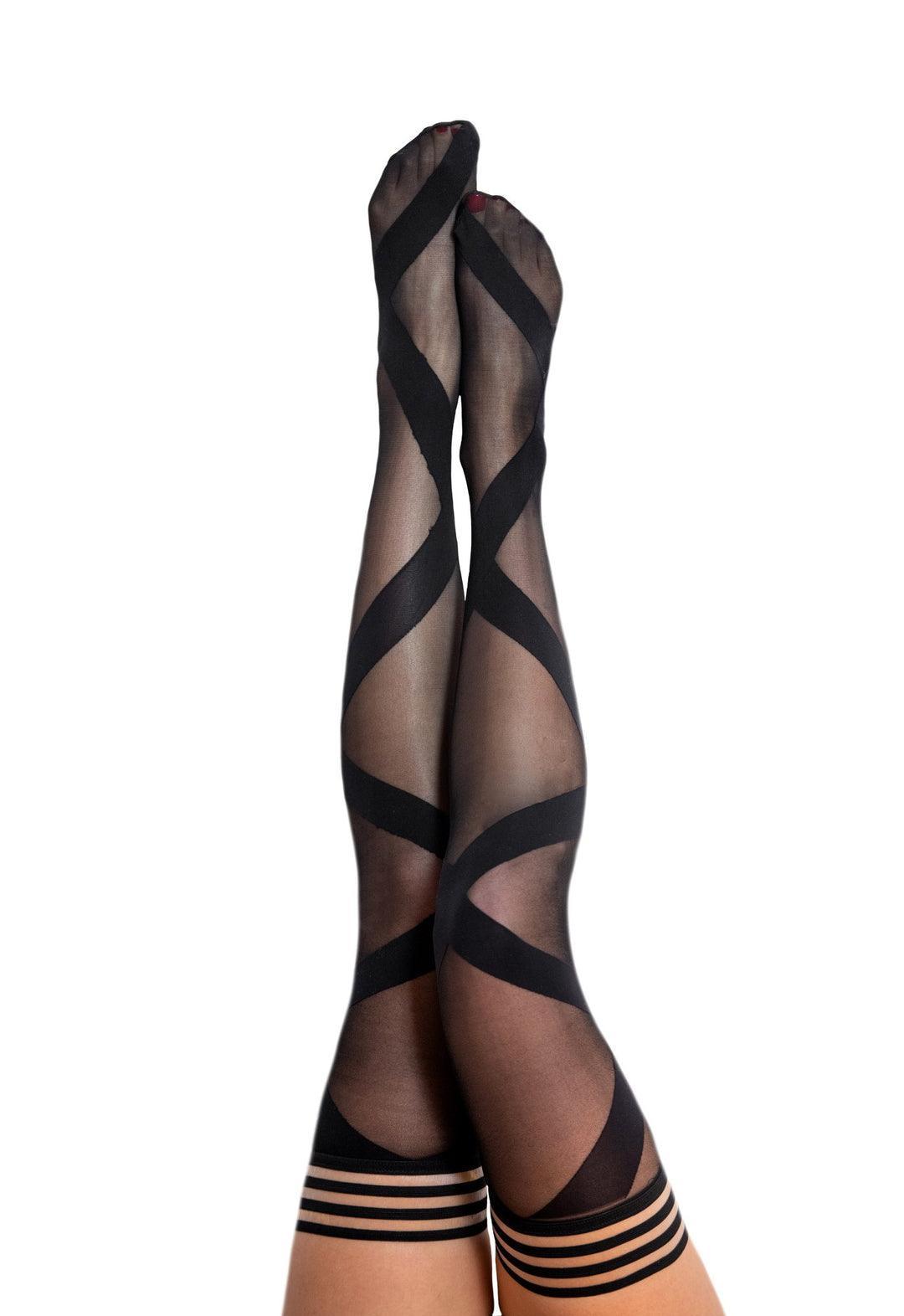 JACKIE: BLACK BALLET THIGH HIGHS. PETITE TO PLUS SIZE - KIXIES - The Sock Monster
