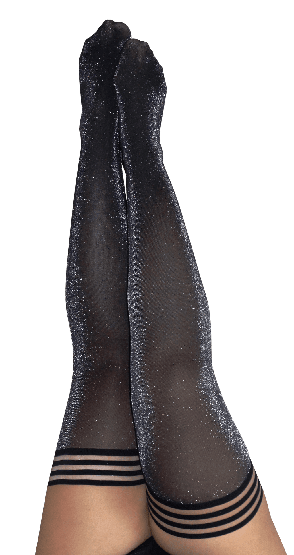 Kaylee | Black Shimmer Thigh-Highs | Petite to Plus Size