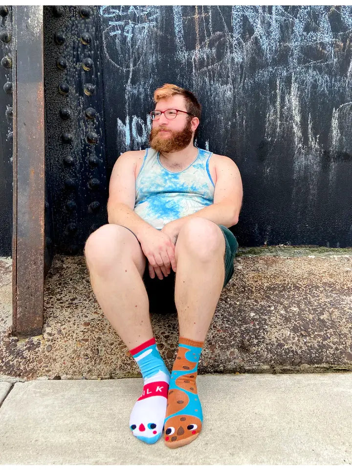 Milk and Cookies | Teen and Adult Socks | Mismatched Cute Crazy Fun Socks