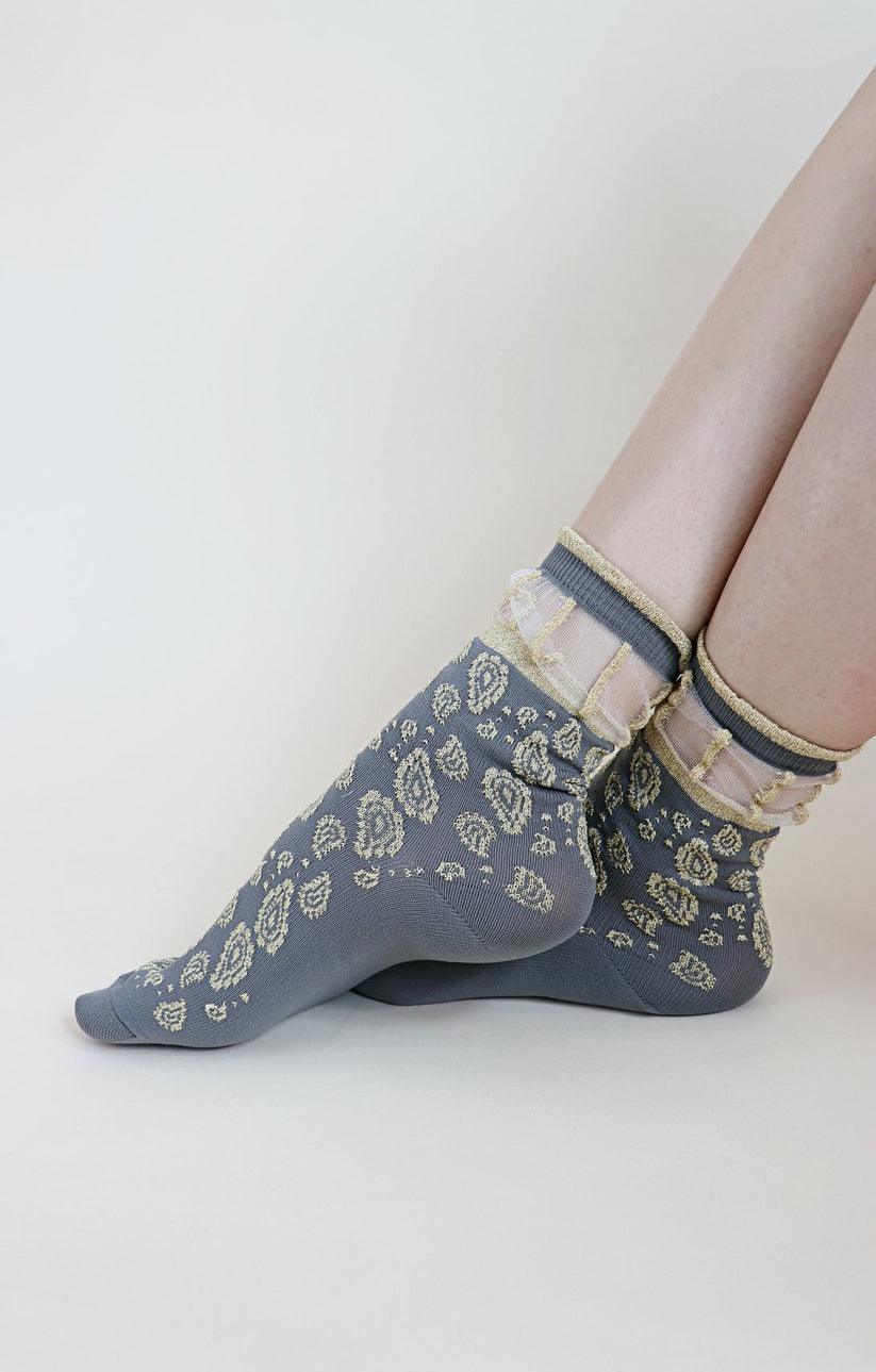 MOROCCAN GOLDEN PAISLEY | Sheer Crew - Tabbisocks - The Sock Monster