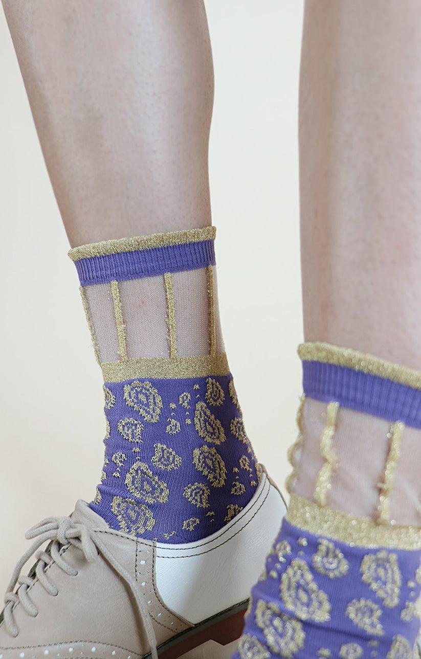 MOROCCAN GOLDEN PAISLEY | Sheer Crew - Tabbisocks - The Sock Monster