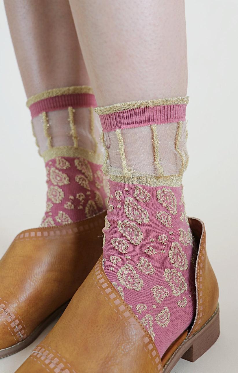 MOROCCAN GOLDEN PAISLEY | Sheer Crew - Tabbisocks - The Sock Monster