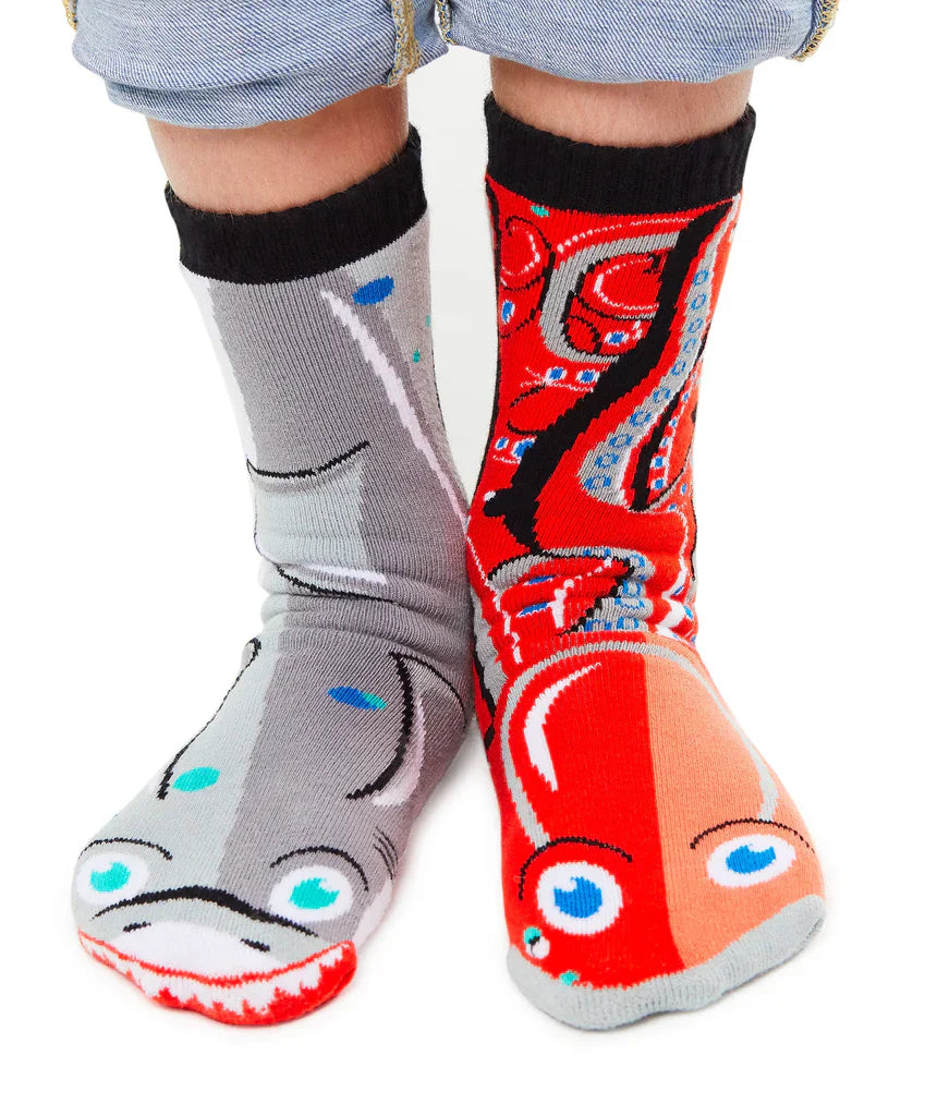 Shark & Octopus | Teen & Adult Socks | Mismatched Cute Crazy Fun Socks