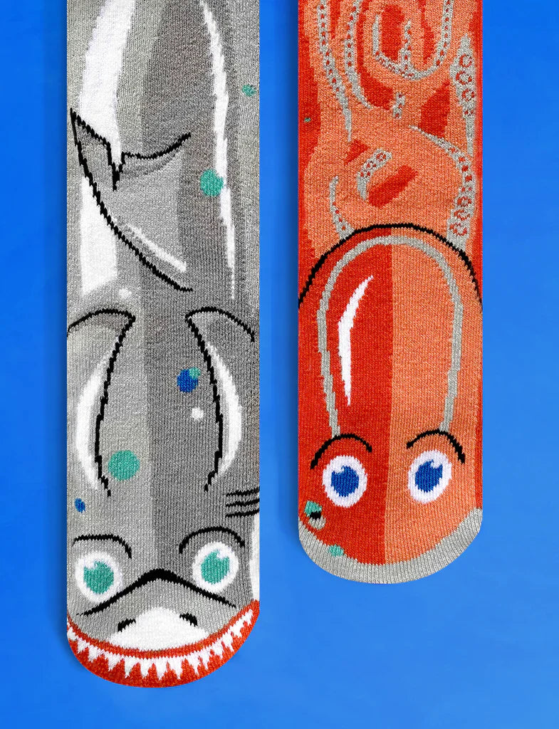 Shark & Octopus | Teen & Adult Socks | Mismatched Cute Crazy Fun Socks