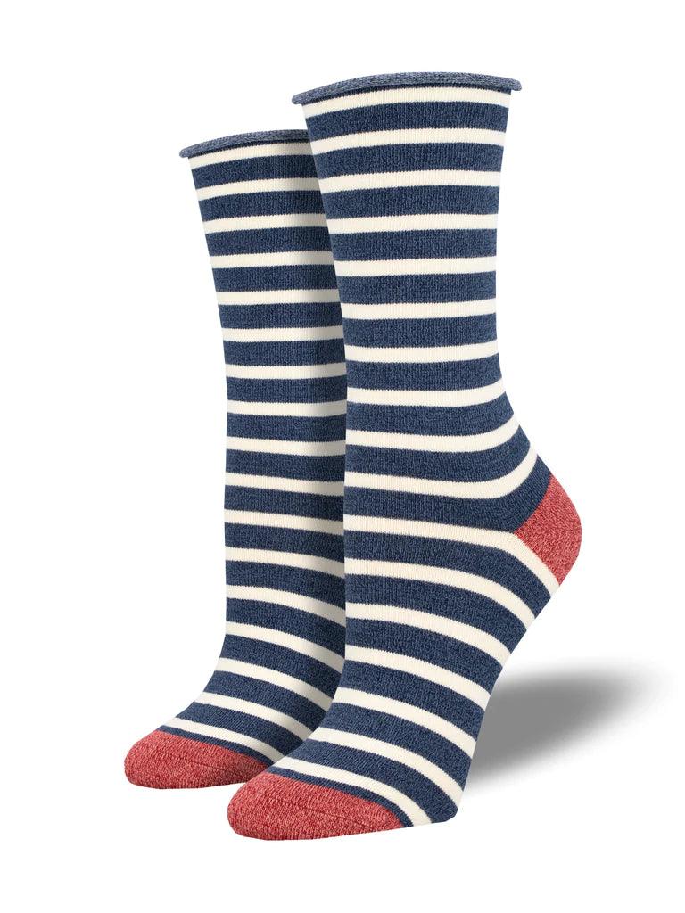 Sailor Stripe Bamboo, Women's Crew - Socksmith - The Sock Monster