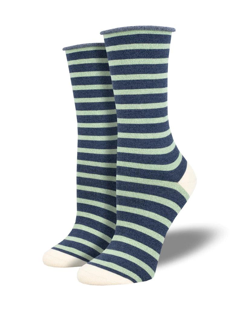 Sailor Stripe Bamboo, Women's Crew - Socksmith - The Sock Monster