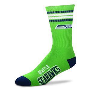 Seattle Seahawks - 4 Stripe Deuce, Crew Sock - ForBareFeet - The Sock Monster