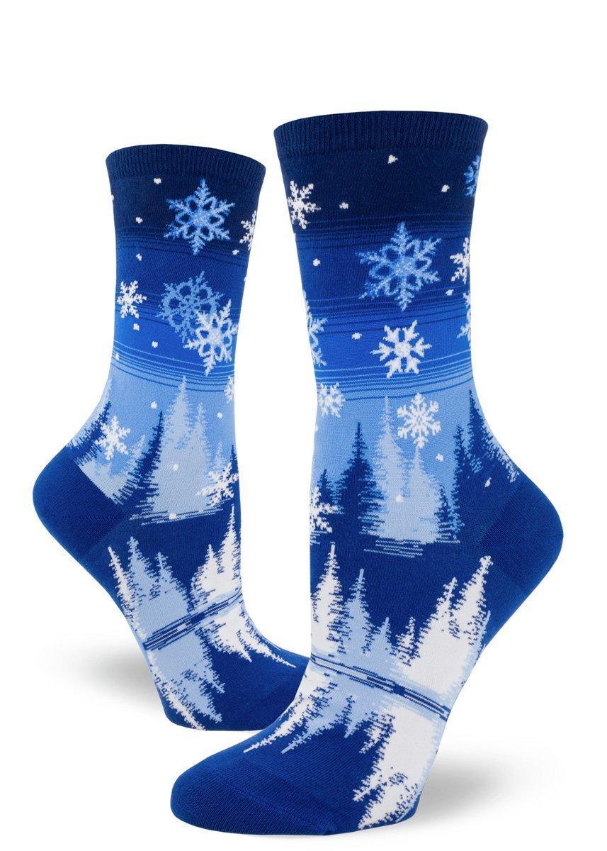 Snowflakes, Women's Crew - Modsock - The Sock Monster